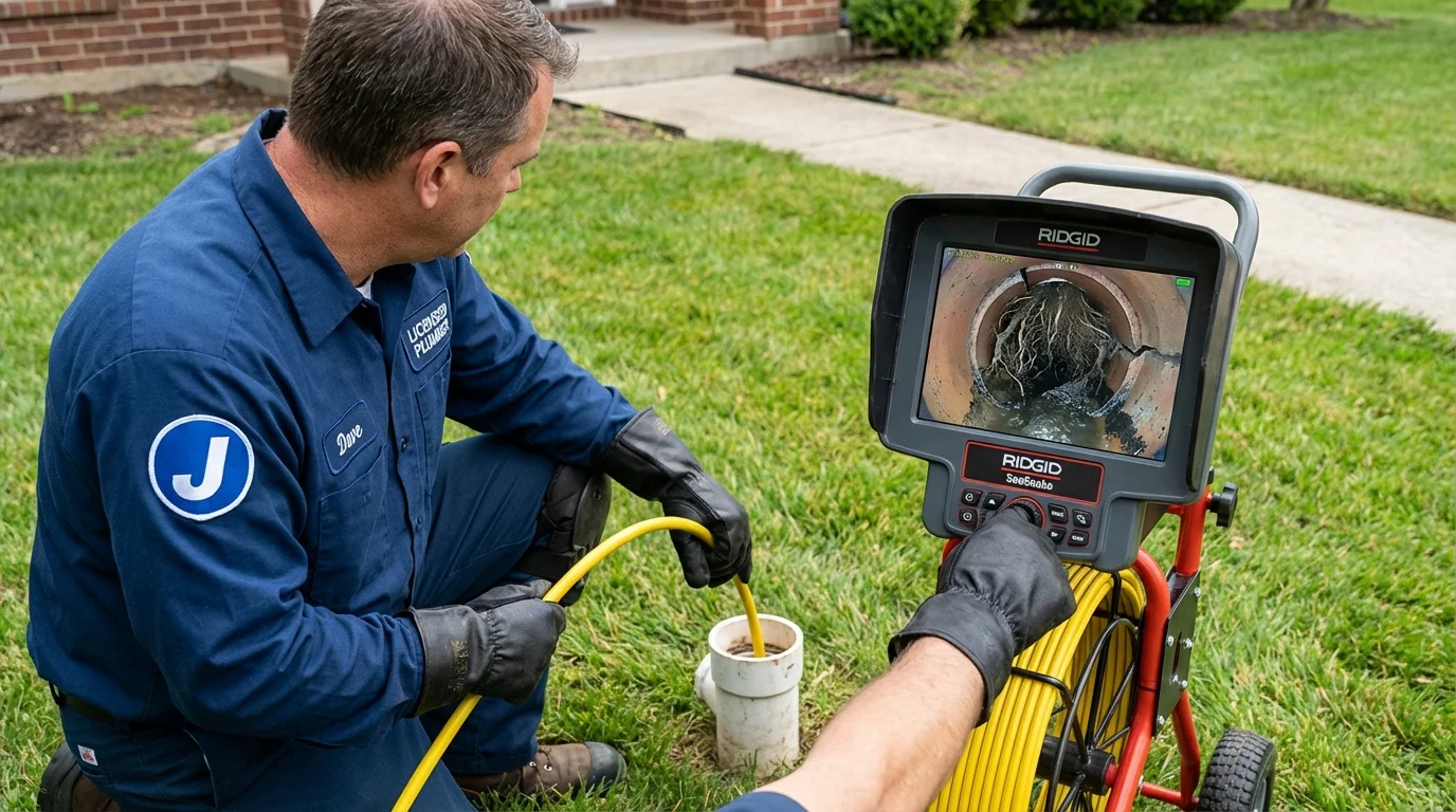 Sewer camera inspection being performed by Johns Plumbing LLC in Hidalgo