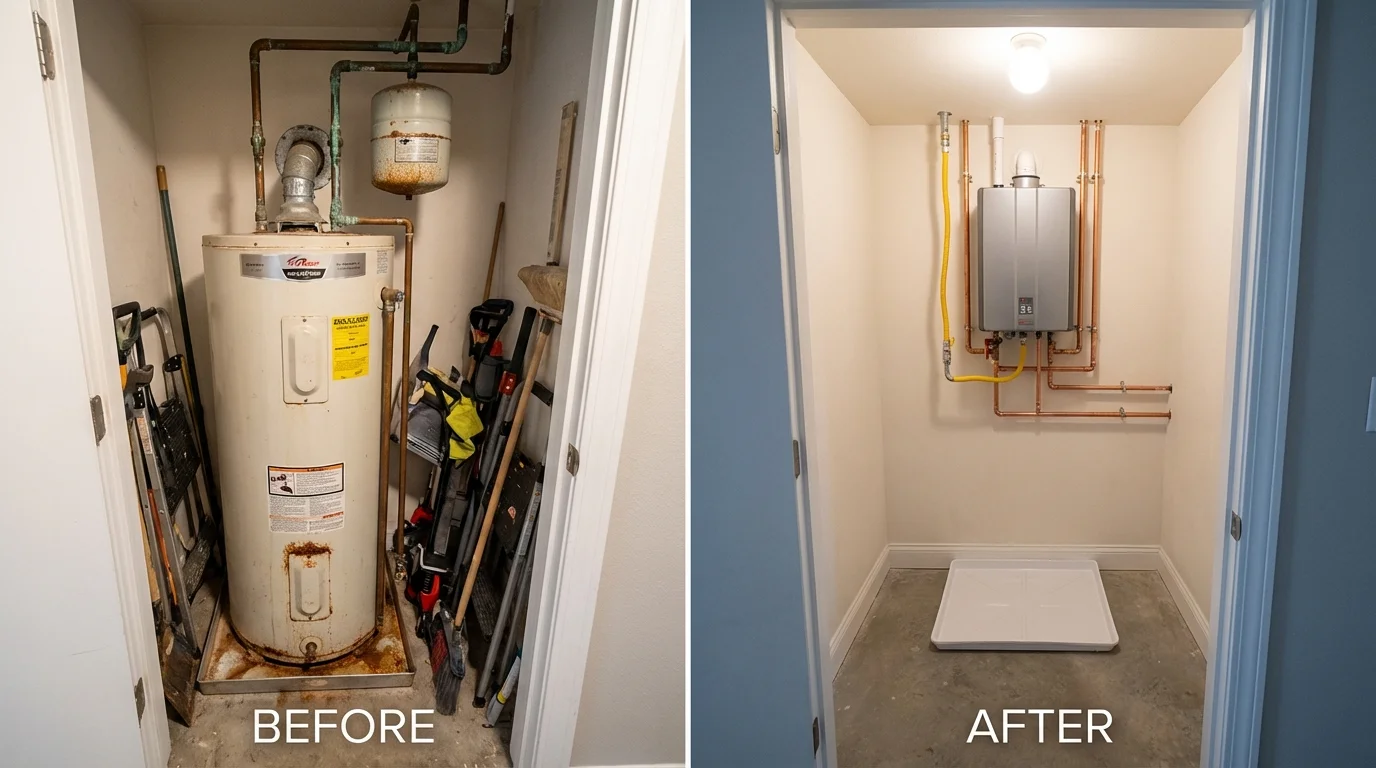 Tank water heater versus wall-mounted tankless unit comparison for Hidalgo, TX homeowners