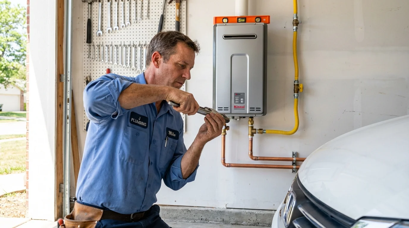 Tankless water heater installation by a Johns Plumbing LLC plumber in Hidalgo